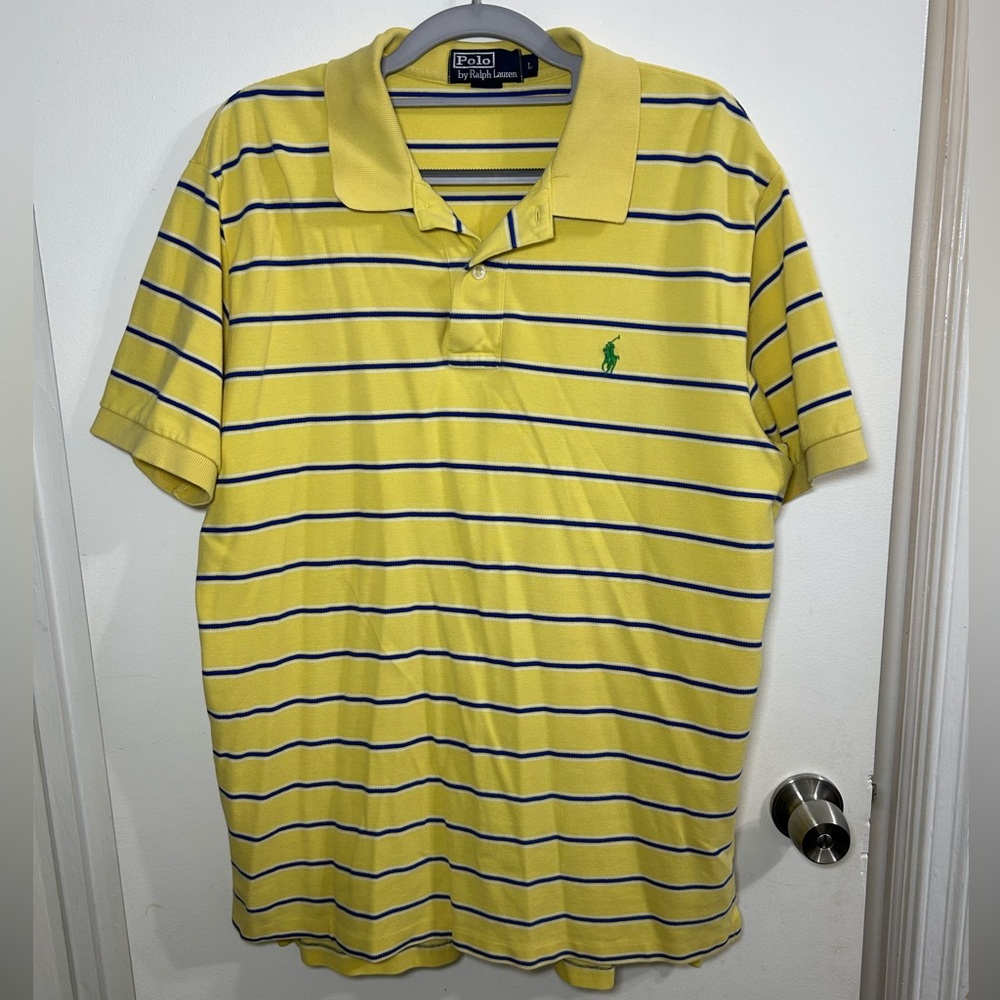 Polo by Ralph Lauren Yellow Polo with Navy Stripes